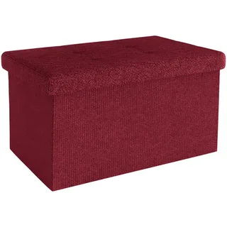 Intirilife Sitzwürfel Faltbare Sitzbank Leinen 49 x 30 x 30 cm Rot