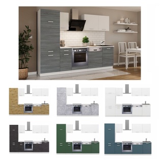 Küche Toni 270 cm Küchenzeile Küchenblock Singleküche Einbauküche, Farbe:Labrador Grün