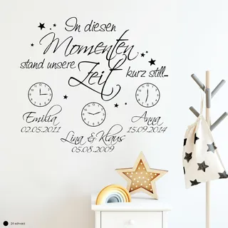 Wandtattoo Loft "In diesen Moment Stand unsere Zeit kurz still Wandtattoo Motiv - Auswahl von 30 Farben, 3 Größen & bi zu 5 Momenten – Wandtattoo selber gestalten, Wandtattoo Wohnzimmer