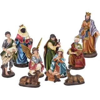 Eliware Krippenfiguren Set XL Weihnachten mit 10 großen Figuren (bis 21 cm) im klassischen Design für Krippen Dekoration