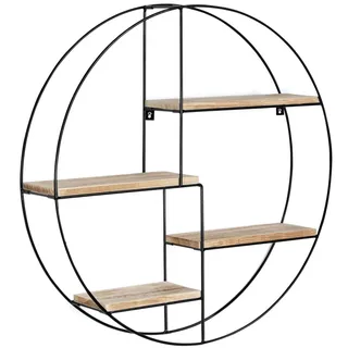 IDMarket - Rundes Wandregal Lily mit 4 Ebenen aus Holz und Metall im Industriedesign