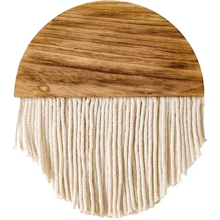 Türvorhang, Makramee-wandbehang-dekor, Böhmisches Halbrundes Holzbrett-ornament Mit Langen Quasten, Handgefertigter Holz-wandteppich, Halbkreisförmiges Holzregal Für Heimkunst, 25 X 30 Cm