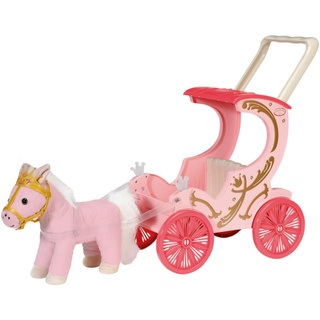 Baby Annabell Little Sweet Kutsche und Pony, 2-in-1 Puppenwagen und Kutsche mit Plüschpony, Lichteffekten und abnehmbarem Schiebegriff, 707210 Zapf Creation