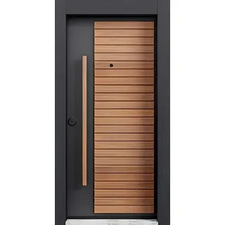 Xlmoebel Haustür Braune Eingangstür von XLMOEBEL aus Aluminium und Kunststoff (Haustür, 1-St., 1x Haustür; 5x Schlüssel; 1x Griffset), Made in Europa braun