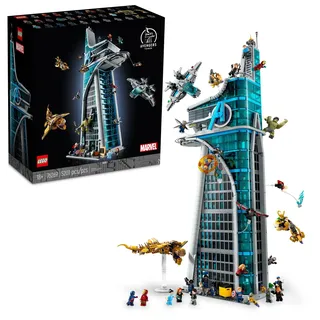 LEGO Marvel Avengers Tower Bauset, detaillierte Nachbildung des ikonischen Hauptquartiers mit klassischen Filmszenen, 31 Figuren und authentischem Zubehör, Geschenk für Marvel-Fans und Modellbauer,