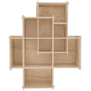 Hanah Home Modernes Wandregal, Eichenoptik, 70 x 21 x 88,7 cm | 100% melaminbeschichtete Spanplatte, 8 mm Stärke | Skandinavisches Design für stilvolle Aufbewahrung