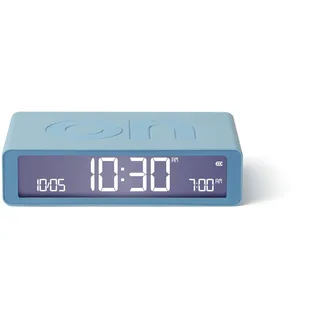 Lexon Flip Classic Digitaler Wecker mit umkehrbaren EIN/Aus-Seiten, wiederaufladbare Nachttischuhr mit LCD-Display, Berührungssensor für Schlummer- und Lichtfunktion – Hellblau