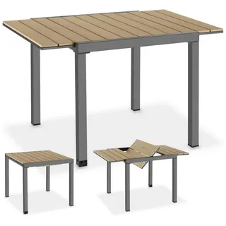 Tectake Inca Gartentisch 80–120 x 80 x 74 cm Braun/Schwarz