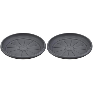 Scheurich Untersetzer aus Kunststoff, Metallic Grey, 30 cm Durchmesser, 4,7 cm hoch (Packung mit 2)