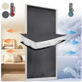 BTTO V&G Vorhang Thermovorhang,Verdunkelungsvorhang,Blickdicht Gardine,Türvorhang, winddicht,wasserdicht,Wärmeschutz grau 100 cm x 210 cm
