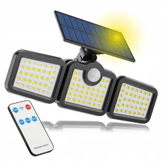 SmartLED Solarlampen für Außen mit Bewegungsmelder – LED Strahler Solar IP44, 3 Modi, 420 lm, 108 LEDs, 2400 mAh Akku, Fernbedienung – Solarleuchte Garten Terrasse Garage (1 Stück)