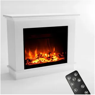 GLOW FIRE Elektrokamin weiß / grau / schwarz ATLAS LED Kamin mit Heizung, Elektrischer Kamin mit 3D Feuer mit Heizung weiß