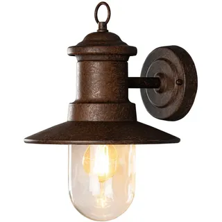 KONSTSMIDE LED Außen-Wandleuchte, LED wechselbar, Warmweiß, Wand-laterne Terrassenleuchten Hauswand Außenlicht Rostoptik H: 30,5cm braun