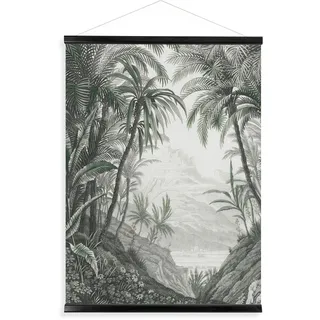 Leinwandbild ART FOR THE HOME "Jungle Landschaft Schwarz/Weiss", bunt (farbe bild(er): mehrfarbig), B:60cm H:80cm T:2,3cm Ø:2,3cm, Leinwand, Bilder, Leinwandbild, Luxus Kakemono Leinen Wandposter 80x60cm