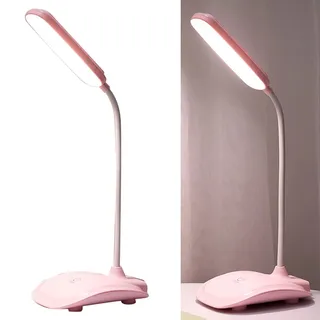 Focket Tischlampe, Dreistufige Farbtemperatur, LED-Schreibtischlampe, Verstellbarer Winkel für die Schule (Rosa)