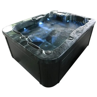 HOME DELUXE - Outdoor Whirlpool - BLACK MARBLE PURE - Maße 210 x 160 x 85 cm - Inkl. Heizung, 27 Massagedüsen und 9 Lichtquellen I Außen Whirlpo...