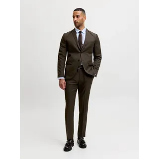 JACK & JONES Anzug JACK & JONES "JPRCOSTA SUIT", Herren, Gr. 54, N-Gr, braun (delicioso fit:super slim fit), Web, Obermaterial: 100% Polyester, unifarben, sehr schmal, Anzüge, aus Polyester, sehr schmale Passform, mit Reverskragen, Langarm-Sakko