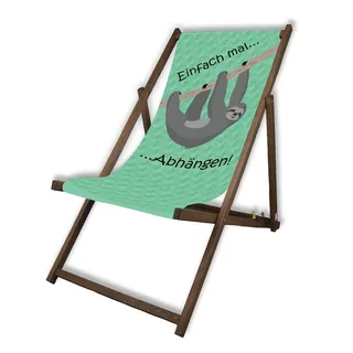 MultiBrands® Liegestuhl, Holz, ohne Armlehne, mit dunkler Lasur, klappbar, Faultier