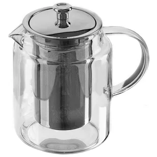 GGC Teekanne/Teezubereiter aus Glas mit Infuser Siebeinsatz (Edelstahlsieb) und Deckel I Glaskanne/Teebereiter ist ideal für Teeservice mit losem Grün- und Schwarz Tee geeignet I 1 Liter Glaskaraffe
