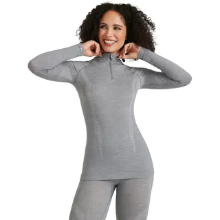 Falke Wool Tech 1/2-Zip langarm Unterhemd Damen 3757 grey-heather L