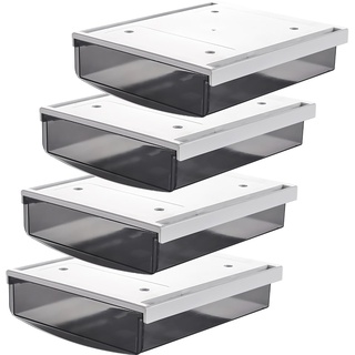 TUKA 4X 3,5L Unterschreibtisch-Schubladen 24x21x8cm, Selbstklebende Schubladen, Versteckte Unterbauschublade Aufbewahrungsbox unter Schreibtisch, Utensilien Stiftebox Schwarz 4er Set TKD8605