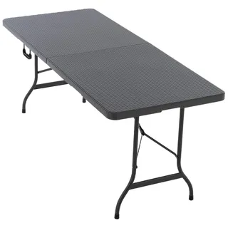 Klapptisch "VITO" Partytisch Biertisch Rattanoptik Anthrazit Tragegriff 180cm