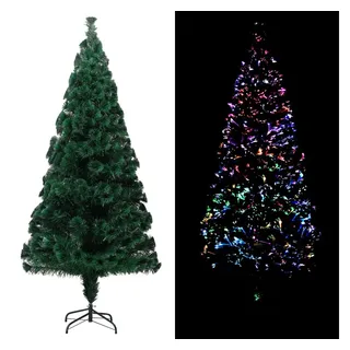 furnicato Künstlicher Weihnachtsbaum Grün 210 cm mit bunter Beleuchtung, Stabile Tanne mit 280 Zweigen und Fiberoptik für den Innenbereich grün 210 cm