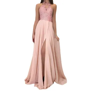 Onsoyours Damen Retro Spitzen Ärmelloses Chiffon Kleid Mode Einfarbig Wickelkleid Brautjungfernkleider Cocktailkleid Partykleid Maxikleid Abendkleider Ballkleid - 34