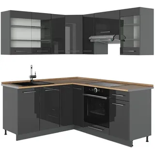 Vicco Winkelküche L-Form 190 cm Eiche grau