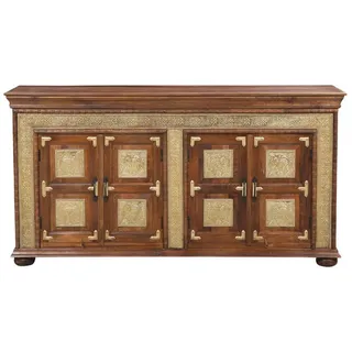 Marrakesch Orient & Mediterran Interior Sideboard Orientalische Kommode Abiram modern aus Massivholz Möbel massiv 94 cm (1 St), Handarbeit braun