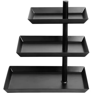 W&H Etagere 3 Etagen Mit Verstellbarem Winkel, Schwarz Drehbar für Unterhaltung und Party - Aus Rostfreiem Stahl für Dessert, Kuchen, Gebäck, Keks, Obst - Wiederverwendbar