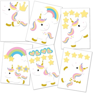 Sunnywall Cute Einhorn Unicorns Wandsticker - Wandtattoo Kinderzimmer Baby Wandaufkleber - A4 Sets