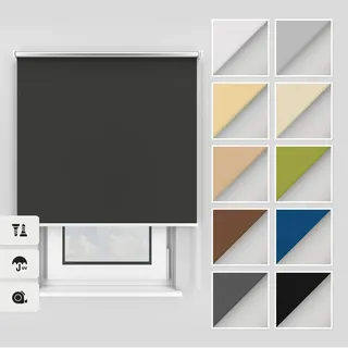 Estika Thermo rollos mit Bohren 80x150 cm Farbe: Graphit, Verdunklungsrollo Deckenmontage und Wandmontage, Thermorollo hitzeschutz, Jalousien Fenster