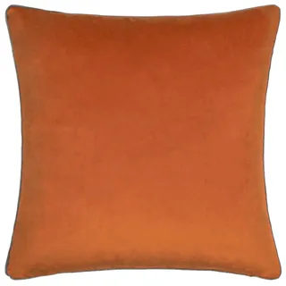 furn. Meridian Kissen mit Polyesterfüllung – luxuriöses dekoratives Samtkissen mit Kontrastpaspelierung (Kürbis/Mokka – 45x45cm)