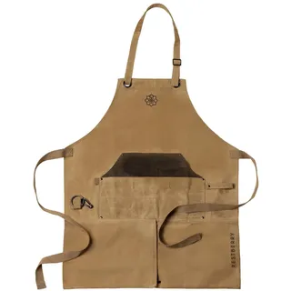 Sallys Gartenschürze aus wasserabweisenem gewachstem Canvas-Stoff,größenverstellbar, Reißverschluss im Schritt, viele Taschen, 100% Baumwolle - Einheitsgröße