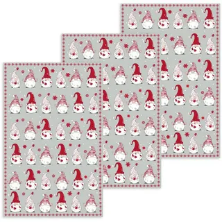 Kracht Geschirrtuch Wichtel Weihnachten, (Set, 3-tlg., Set), 3er Pack Geschirrtücher (3 Stück), ca. 45 x 70 cm, Baumwolle bedruckt bunt