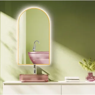 PonteSino HOKO LED Badspiegel Bogen 50x90/90x50 cm / Gold