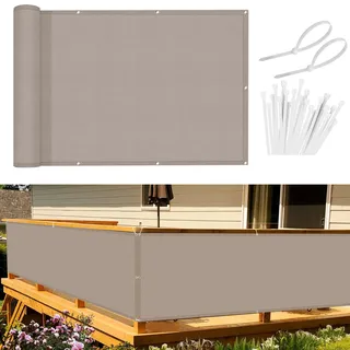 Sunnylaxx Balkon Sichtschutz 50x300 cm Balkonumspannung,Balkonabdeckung PES, Wind- und UV-Schutz,Benutzerdefinierte Taupe