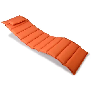 Nexos Trading Divero Liegenauflage – Auflage gesteppt Polster für Sonnenliege Gartenliege Holzliege Saunaliege mit Kopfkissen – bequem hochwertig robust – orange
