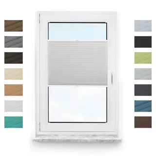Tom'Shop Plissee nach maß Premium Plissee mit Bohren Sonnenschutz Plisseerollo zum Schrauben Jalousie Lichtdurchlässig und Blickdicht für Fenster & Tür Hochwertige Produkte (Höhe 50-149cm)