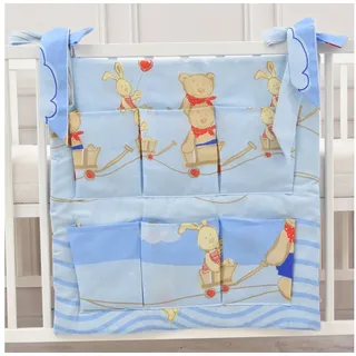 Baby-Delux Betttasche Aufbewahrungstasche Baby (1-tlg), Betttasche Babybetttasche Spielzeugtasche Organizer für Babybett blau|weiß