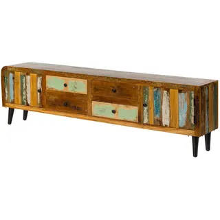 Massivmoebel24 SIXTIES TV-Lowboard 240 cm mehrfarbig Holz
