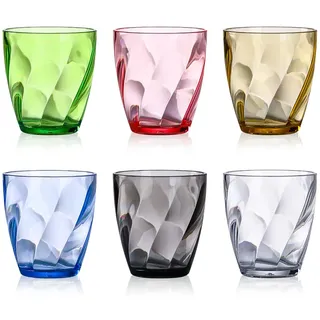 6 Stück Wassergläser Set aus Kunststoff, 300ml Trinkbecher Plastik | Stapelbare Bunte Trinkgläser Wiederverwendbare, Stapelbar Camping Gläser für Picknicks, Camping, Partys