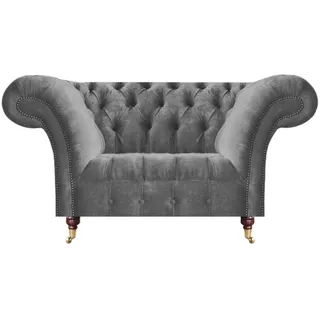 JV Möbel Chesterfield Sessel Textil 90 x 80 x 130 cm Grau