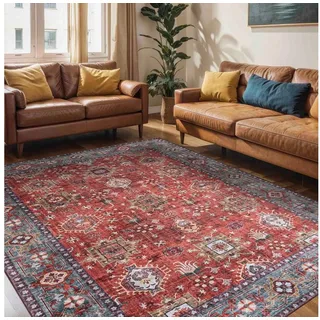 Mazovia Orientteppich Teppich Oriental Orientteppich Wohnzimmer Orient Muster Rot, 200 x 300 cm, Fußbodenheizung, Allergiker geeignet, Rutschfest rot 200 x 300 cm