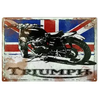 Metall-Blechschild Triumph Motorrad mit britischer Flagge, Kneipe, Outdoor, Bar, Retro-Poster, Zuhause, Küche, Restaurant, Wanddekoration, Schilder, 20,3 x 30,5 cm