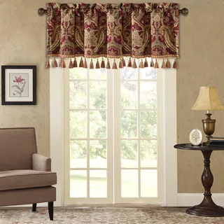 TOPLUXE Scheibengardine, Kurzstore für Schlafzimmer Esszimmer Wohnzimmer Küche, Damast Volant für Fenster 137x46 cm 1 Stück (Rot)