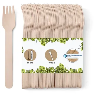 BIOZOYG 1000 Stück Kuchengabeln 14 cm Einweggabeln Holz, Partygabeln, Nachhaltige Dessertgabeln, Kompostierbare Holzbesteckgabeln ohne Kunststoff