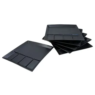 Spetebo Fondueteller Raclette und Fondue Teller eckig - 6er Set, (6 St), elegantes Design mit 5 Unterteilungen schwarz