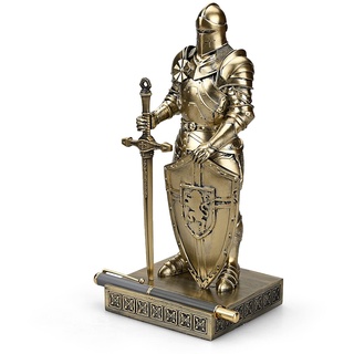 HDMbigmi King's Guard Ornament Ritter Statue für Schreibtisch, Desktop-Zubehör, Stifthalter, Stifthalter, Briefbeschwerer für Büro und Zuhause (Bronze)